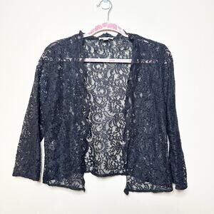 Calvin Klein Black Lace Cropped Jacket Women Victorian Steampunk Whimsygoth Sm